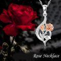 wholesale 925 Sterling Silver Rose Pendant with CZ Stones and Chain - 3D Flower Design Jewelry for Women-0-4