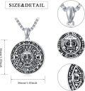 wholesale 925 Sterling Silver Mayan Calendar Pendant Necklace – 1.02 Inch Aztec Sun God Design with Oxidized Finish, Hypoallergenic -0-1