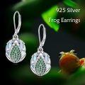 wholesale 925 Sterling Silver Frog Earrings Wholesale With Green Stones-0-5