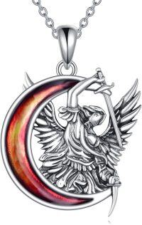 wholesale 925 Sterling Silver Fire Opal Angel Dragon Pendant Necklace s for Women-St. Michael