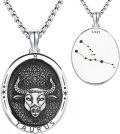 wholesale 925 Sterling Silver Taurus Zodiac Constellation Necklace with Bull Head Design and Chain (Length: 24)-0-0