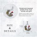 wholesale 925 Sterling Silver Red Enamel Mushroom & Sunflower Crescent Moon Charm Necklace for Women Girls Gifts-0-4