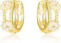 wholesale Rose Gold 925 Sterling Silver Daisy Huggie Hoop Earrings - Floral Jewelry for Women-0-6