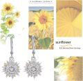 wholesale 925 Sterling Silver Sunflower Leverback Earrings - You Are My Sunshine Dangle Earring Jewelry for Women-0-3