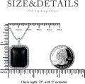 wholesale 925 Sterling Silver  Square Black Onyx Pendant Chain for Men (24+2)-0-3