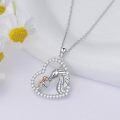 wholesale 925 Sterling Silver Heart-Shaped Dragon and Girl Pendant Necklace - Valentine's Day Gifts for Her-0-2