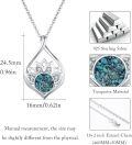wholesale 925 Sterling Silver Crushed Turquoise & Zircon Lotus Pendant Necklace 24.5x16mm-0-1