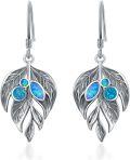 wholesale 925 Sterling Silver & Blue Opal Leaf Earrings – Inverted Teardrop Design, Hypoallergenic, Gift for Her-0-0