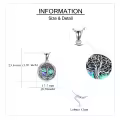 wholesale 925 Sterling Silver Round Abalone Shell and Opal Tree of Life Cremation Jewelry Keepsake Pendant Necklace Wholesale with Chain-0-4