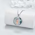 TOUPOP Sterling Silver Blue Crystal Cat Moon Pendant Necklace-0-2