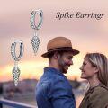 wholesale 925 Sterling Silver Norse Runes & Spike Drop Hoops for Women Men Celtic Viking Earings Gifts-0-4