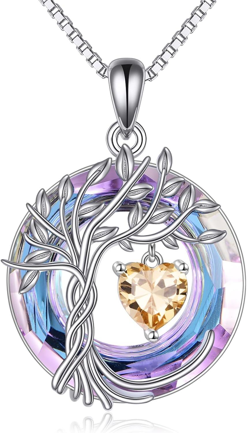 Sterling Silver Crystal Tree of Life Necklace for Women-11-Nov-Power-Citrine
