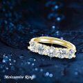 wholesale S925 Sterling Silver Moissanite 5-Stone Round Cut Eternity Band, 18K Yellow Gold Plated, 1.5ct D-VVS1, Adjustable Anniversary Ring for Women-0-4