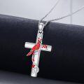 wholesale 925 Sterling Silver Cardinal Cross with Berries and Leaves Pendant Necklace-0-2