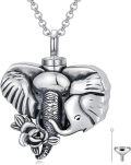 wholesale 925 Sterling Silver Elephant Cremation Urn Keepsake Jewelry for Ashes with Funnel and Fill Tool - Memorial Gift Box Included-0-0