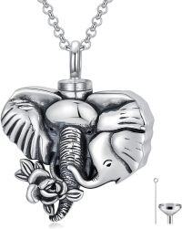 wholesale 925 Sterling Silver Elephant Cremation Urn Keepsake Jewelry for Ashes with Funnel and Fill Tool - Memorial Gift Box Included-Elephant Urn