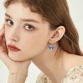 wholesale 925 Sterling Silver Dragonfly Leverback Drop Dangle Earrings with Blue Enamel and Purple Gemstone-0-3