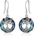 wholesale 925 Sterling Silver Blue Crystal Tree of Life Drop Earrings for Women Girl's Gift Jewelry-0-0