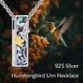 wholesale 925 Sterling Silver and Abalone Shell Memorial Keepsake Jewelry for Ashes - Bird Design with Gold Flower Accents-0-5