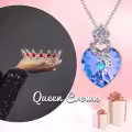 TOUPOP Sterling Silver Purple Crystal Crown Pendant Necklace-0-1