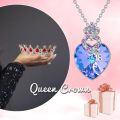 TOUPOP Sterling Silver Purple Crystal Crown Pendant Necklace-0-1