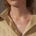 wholesale  14K Gold Two Tone Solid Gold Stone Heart Necklace for Women -0-1