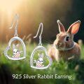 wholesale 925 Sterling Silver 925 Bunny in Heart Shape Dangle Earrings for Women and Girls-0-2