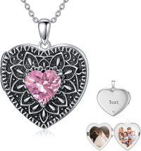 wholesale  Sterling Silver Birthstone Gemstone Heart Photo Locket Necklace Holds 2 Pictures Jewelry Gift -05 May-06 June-12 December-11 November-02 February-10 October-09 September-04 April-07 July-08 August-01 January-03 March