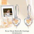 wholesale TOUPOP Citrine November Birthstone Earrings Sterling Silver Rose Heart Citrine Earrings Heart Butterfly Earrings Jewelry Anniversary Birthday Christmas Gifts For Women Her Wife Girlfriend Mom -0-2