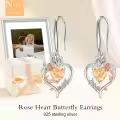 TOUPOP Sterling Silver Citrine Heart Butterfly Earrings-0-2