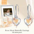 TOUPOP Sterling Silver Citrine Heart Butterfly Earrings-0-2