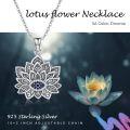 wholesale 925 Sterling Silver Lotus Evil Eye Pendant Necklace for Women with Blue Stone and CZ Accents-0-5
