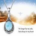 wholesale 925 Sterling Silver Cremation Urn Pendant Necklace Celtic Knot Blue Opal Teardrop Platinum Plated-0-4