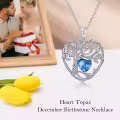 TOUPOP Sterling Silver Topaz Tree Of Life Pendant Necklace-0-3