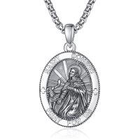wholesale 925 Sterling Silver Patron Saint Medal Amulet Necklace for Men 2 5mm 22 +2 Chain-A36-Saint Dominic