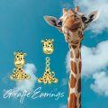 wholesale Gold 925 Sterling Silver Giraffe Stud Earrings - Cute Animal  for Girls and Women-0-4