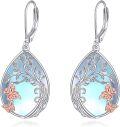 wholesale 925 Sterling Silver Tree of Life Butterfly Moonstone Drop Earrings for Women-0-0