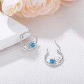 wholesale 925 Sterling Silver Turtle Starfish Blue Crystal Huggie Hoop Earrings-0-1