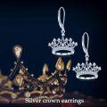 wholesale TOUPOP Princess Leverback Earrings Sterling Silver Princess Queen Crown Earrings For Women Crown Hook Dangle Earrings Christmas Xmas Birthday Gifts For Her Women Mom Grandma -0-5