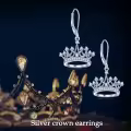 TOUPOP Sterling Silver Princess Leverback Crown Dangle Earrings For Women Gifts-0-5