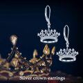 TOUPOP Sterling Silver Princess Leverback Crown Dangle Earrings For Women Gifts-0-5