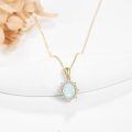 wholesale 14k Red Oval Gemstone Pendant Necklace With Lab Diamond Halo-0-15