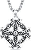 wholesale 925 Sterling Silver Celtic Knotwork Cross Pendant with Genuine Turquoise Stone Necklace for Men & Women-0-0