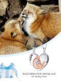 wholesale 925 Sterling Silver Fox Mother & Daughter Heart Pendant Necklaces Set-0-1