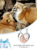 wholesale 925 Sterling Silver Fox Mother & Daughter Heart Pendant Necklaces Set-0-1