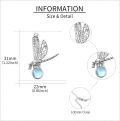 wholesale 925 Sterling Silver Blue Moonstone and Turquoise Dragonfly Pendant Necklace for Women-0-3
