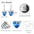 wholesale 925 Sterling Silver Blue Heart Drop Earrings With Crystal Detail-0-4