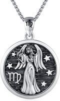 wholesale 925 Sterling Silver Virgo Angel Constellation Pendant Necklaces for Women Men Astrology Gifts-0-0