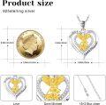 wholesale 925 Sterling Silver Heart-Shaped Saint Michael Guardian Angel Pendant Necklace with Cubic Zirconia and Cross Charm for Women Girls  47cm Chain Length-0-5