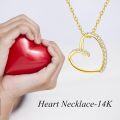 wholesale 14K Gold Heart Pendant Diamond Necklace for Women-0-5